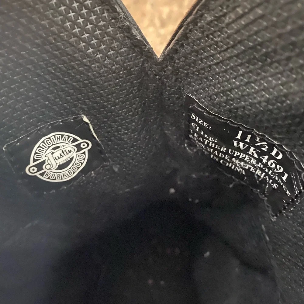 Justin Boots WK4691 Men's Black Oiled Boots New in Box  Size 11 1/2​​​​​​​​​​ - Picture 6 of 9